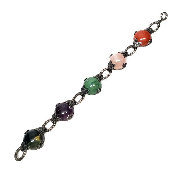 Sterling Silver Multi-Stone Link Bracelet #7493 - Picture 2 of 7